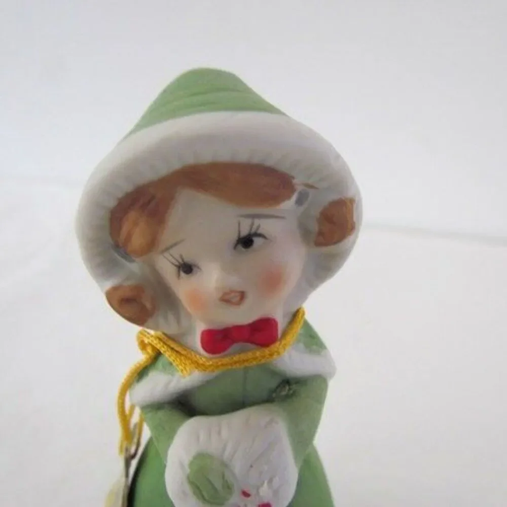 Vintage Merri Bells Christmas Little Girl & Dog Ornament Bell Deadstock